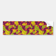 Funky Green Yellow Leaves Pattern Bumper Sticker