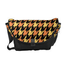 Funky Houndstooth Pattern in Orange Gold Black Commuter Bags