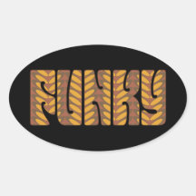 Funky (in brown) oval stickers