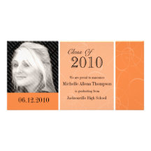 Funky Orange Citrus Graduation Photo Card