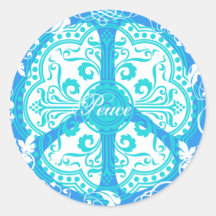 Funky Peace Sign Round Stickers