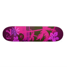 Funky Pink Tropical Skateboard