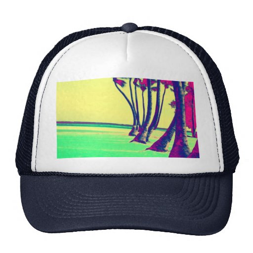 funky psychedelic beach design mesh hats