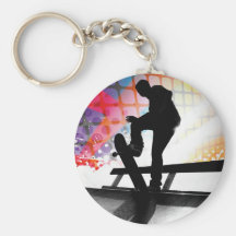 funky rainbow skater abstract key chain