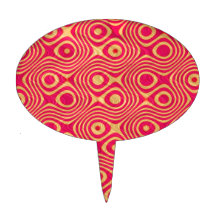 funky red and yellow wave pattern cake toppers