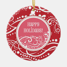 Funky Red & Pink Swirl Christmas Ornaments
