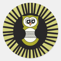 Funky Retro Owl Stickers