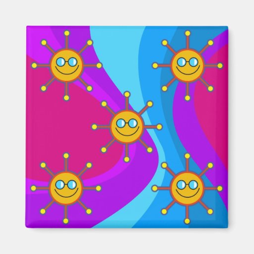 Funky Sun Fridge Magnets