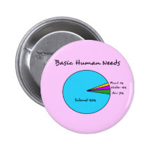 Funny Basic Human Needs (90% Internet) Pinback Button