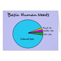 Funny Basic Human Needs (90% Internet) Greeting Cards