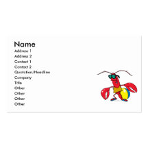 funny beach going  lobster cartoon business card