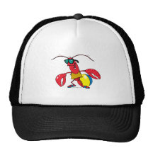 funny beach going  lobster cartoon mesh hat