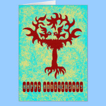 Funny birds on tree Happy Anniversary card design cards