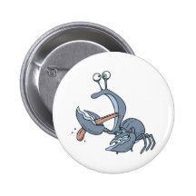 funny biting tongue crab pinback button