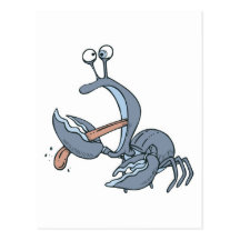 funny biting tongue crab postcards