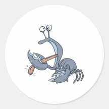 funny biting tongue crab round sticker