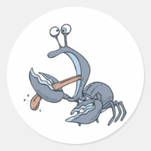 funny biting tongue crab round stickers
