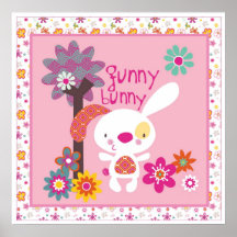 funny bunny wall art poster