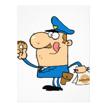 funny cartoon cop eating doughnuts invitations