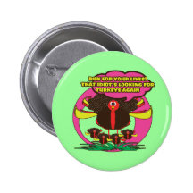 Funny cartoon thanksgiving turkey buttons - cute