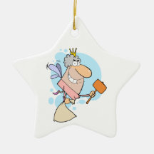 funny cartoon tooth fairy with mallot christmas tree ornament
