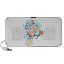 funny cartoon tooth fairy with mallot travel speakers
