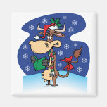 funny christmas caroling cow cartoon refrigerator magnet