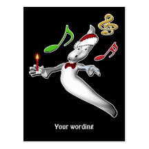 Funny Christmas ghost carol singer Postcards