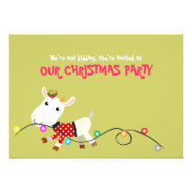 Funny Christmas Party Invitation Card (Goat Kid)