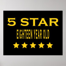 Funny Cool 18th Birthdays : Five Star Eighteen Posters