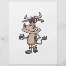 funny cool cow wearing shades cartoon character flyers