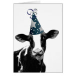 Funny Cow in Party Hat wants to Celebrate Card