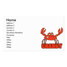 funny crabby red crab with an attitude business card templates