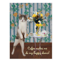 Funny Customisable Coffee Cat/Kitty Postcard