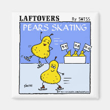 Funny Cute  Pears Skating Cartoon Kitchen Magnets
