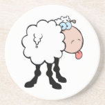 funny cute sheep sticking tongue out from behind beverage coasters
