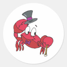 funny dancing crab round sticker