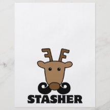 funny dasher stasher moustache reindeer personalized flyer