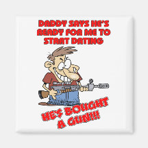 Funny design for father with daughters. fridge magnet