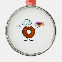 funny doughnut doughnut chef cartoon character christmas ornament