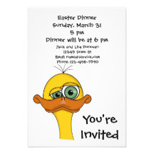 Funny Easter Cartoon Duck Invites