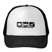 Funny eat sleep guitar mesh hats
