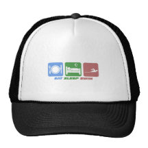 Funny eat sleep swim mesh hats