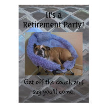 Funny English Bulldog Retirement Party Invitations