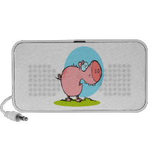 funny fat piggy pig looking scared travelling speakers