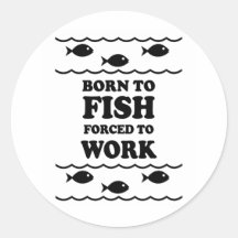 Funny fishing round sticker