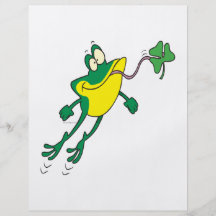 funny frog catching clover cartoon flyers