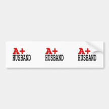 Funny Gifts for Husbands : A+ Husband Bumper Sticker