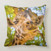 Funny Giraffe Face Throw Pillow