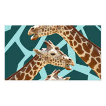 Funny Giraffe Print Teal Blue Wild Animal Patterns Business Card Templates